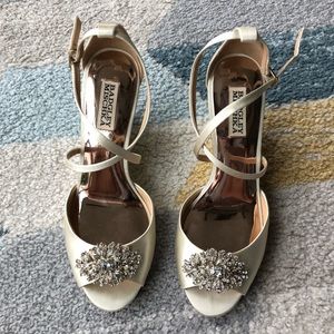Badgley Mischka Ivory Satin Wedding Shoes
